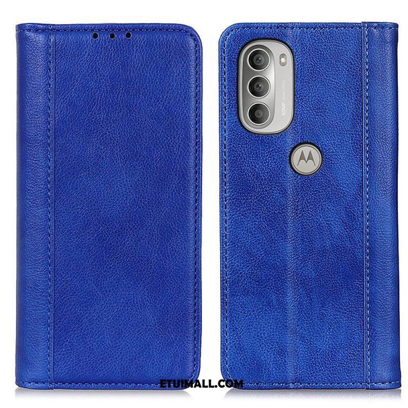 Etui Na Telefon do Moto G51 5G Etui Folio Elegancka Dwoina Skóry Liczi