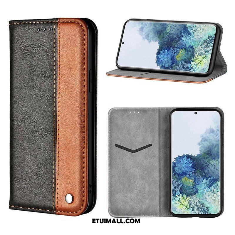 Etui Na Telefon do Samsung Galaxy S21 5G Etui Folio Dwukolorowy Efekt Skóry