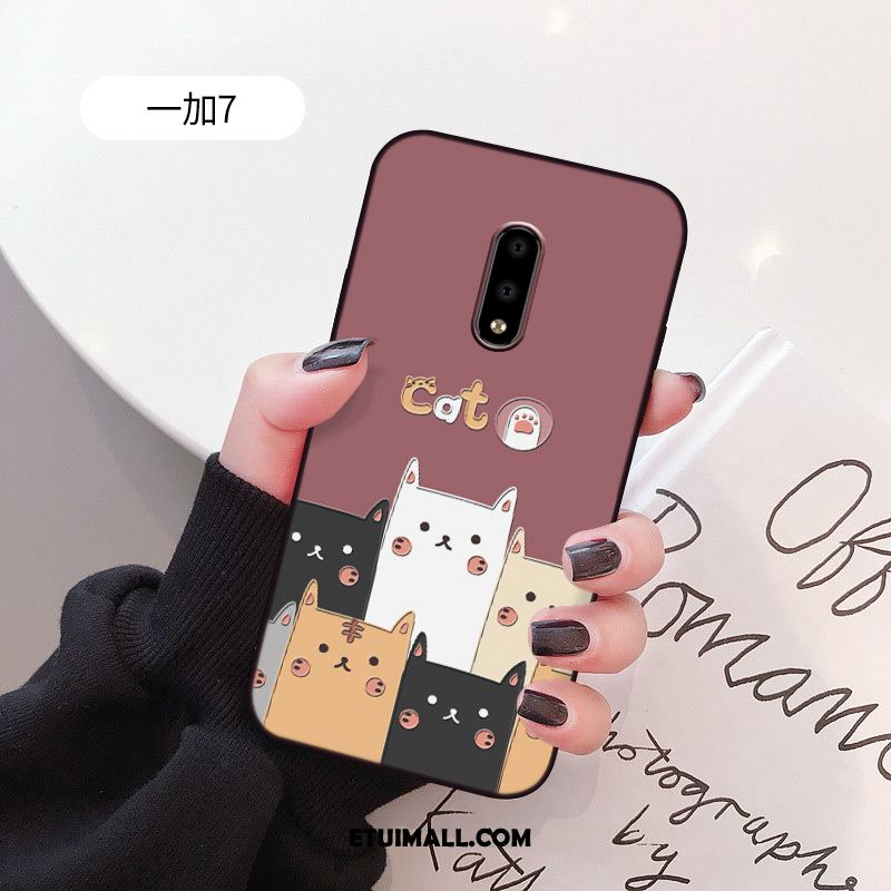 Etui Oneplus 7 Piękny Relief Ochraniacz Czerwony Miękki Obudowa Sklep