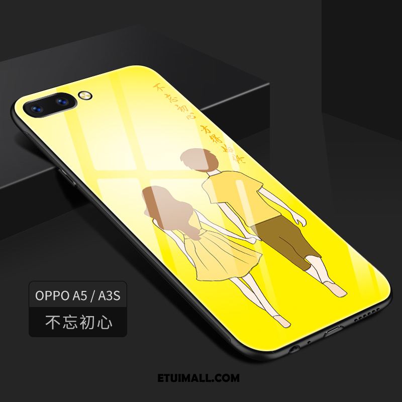 Etui Oppo A3s Telefon Komórkowy Cienkie Żółty All Inclusive Szkło Hartowane Futerał Sklep