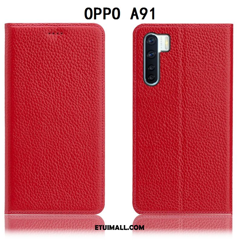 Etui Oppo A91 Litchi All Inclusive Czerwony Telefon Komórkowy Ochraniacz Futerał Sklep