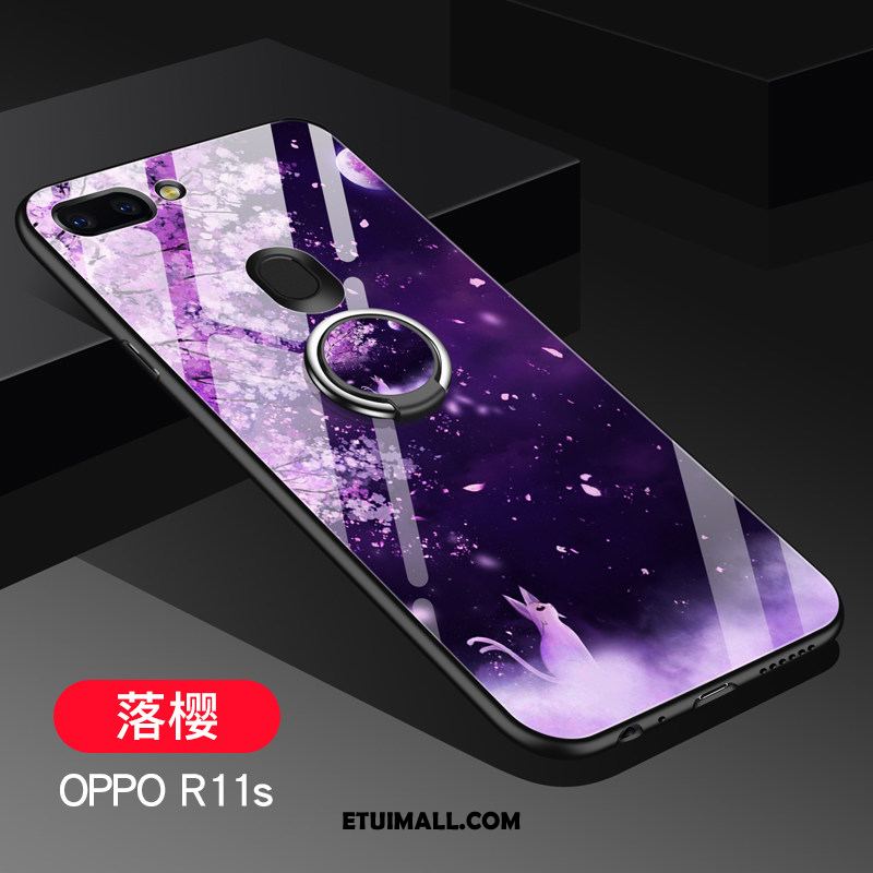 Etui Oppo R11s Tendencja Purpurowy Szkło Ochraniacz Nubuku Futerał Kup