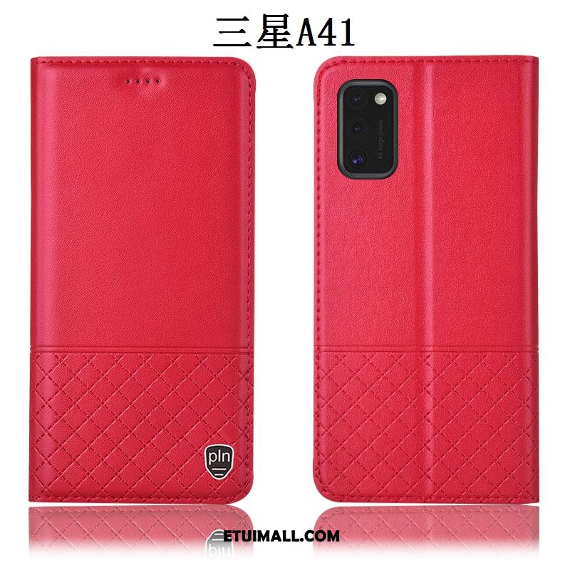 Etui Samsung Galaxy A41 Czerwony Anti-fall Skórzany Futerał Telefon Komórkowy All Inclusive Futerał Kupię