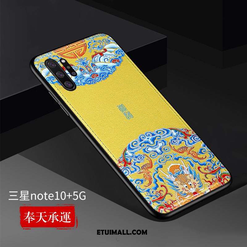 Etui Samsung Galaxy Note 10+ All Inclusive Nubuku Chiński Styl Prawdziwa Skóra Telefon Komórkowy Obudowa Sklep