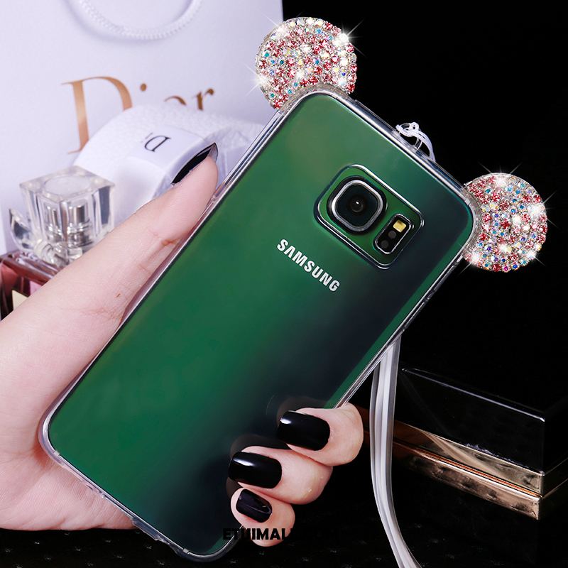 Etui Samsung Galaxy S6 Edge Luksusowy Ochraniacz Rhinestone Silikonowe Różowe Futerał Tanie
