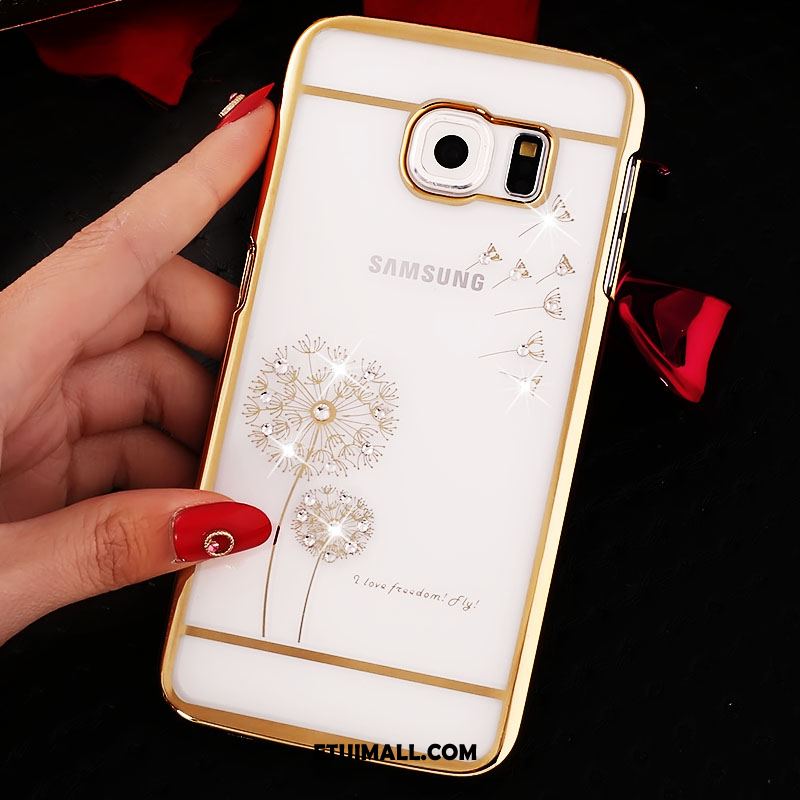 Etui Samsung Galaxy S6 Edge Przezroczysty Rhinestone Trudno Złoto Ochraniacz Futerał Tanie