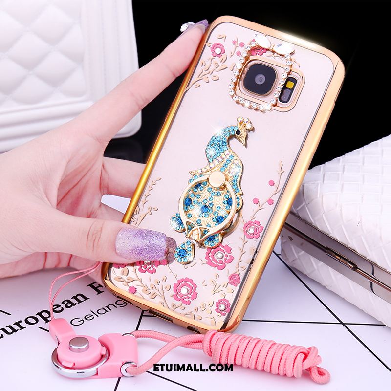 Etui Samsung Galaxy S6 Miękki Ochraniacz Pawie Silikonowe Rhinestone Pokrowce Tanie