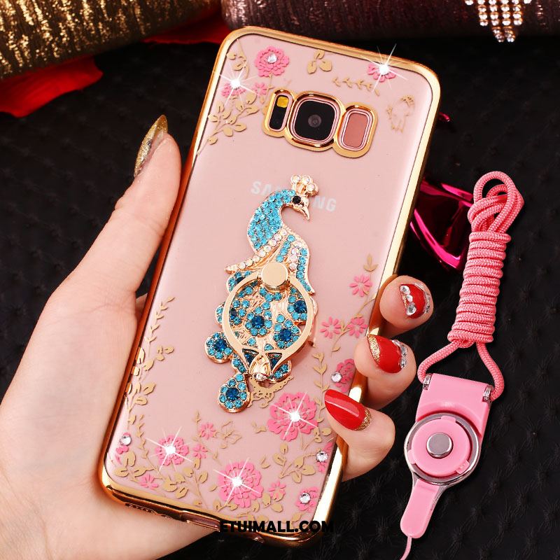 Etui Samsung Galaxy S8 Rhinestone Złoto Niebieski Ochraniacz Pawie Futerał Sklep