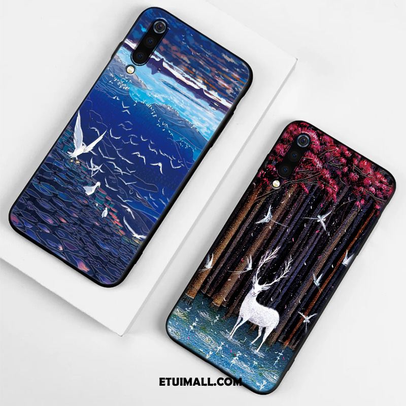 Etui Xiaomi Mi 9 Silikonowe Nowy Telefon Komórkowy Niebieski Relief Obudowa Tanie