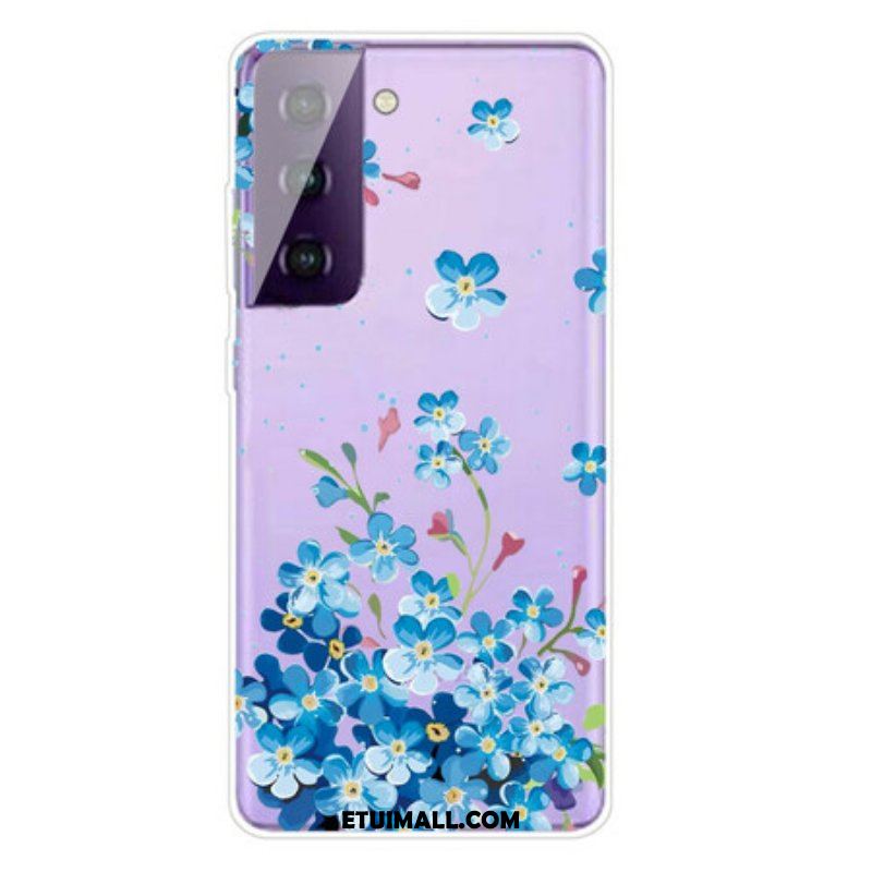 Etui do Samsung Galaxy S21 FE Niebieskie Kwiaty