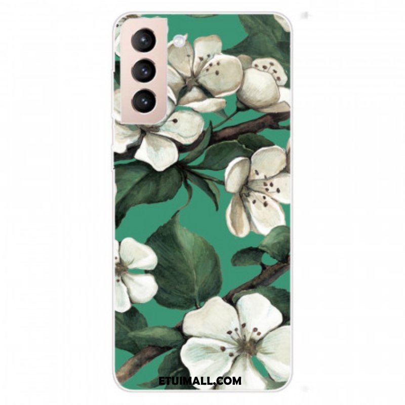 Etui do Samsung Galaxy S22 Plus 5G Malujący Biali Kwiaty