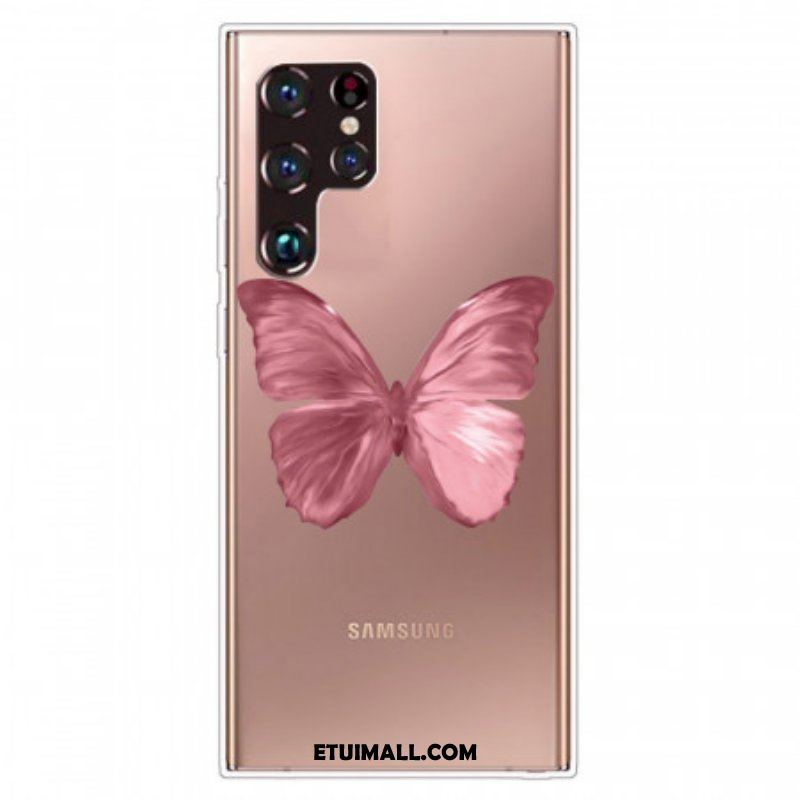 Etui do Samsung Galaxy S22 Ultra 5G Różowy Wąż Motylkowy