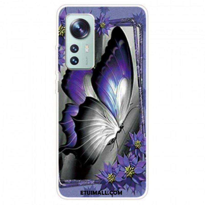 Etui do Xiaomi 12 / 12X Fioletowy Silikonowy Motyl