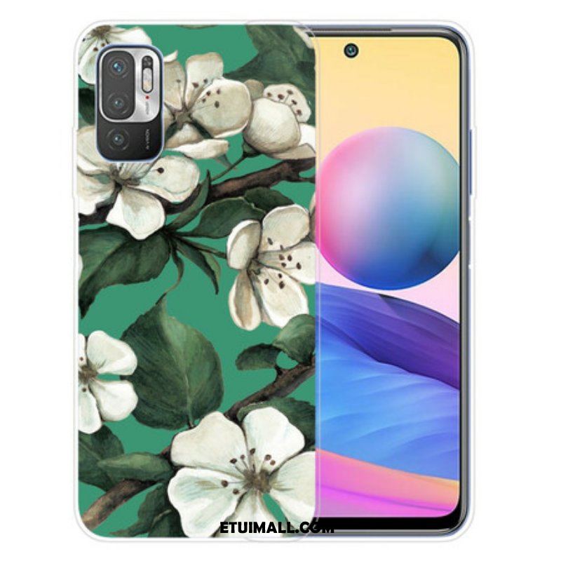 Etui do Xiaomi Redmi Note 10 5G Malujący Biali Kwiaty