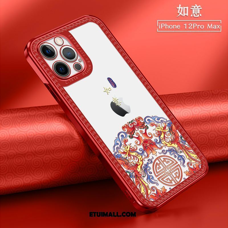 Etui iPhone 12 Pro Max Telefon Komórkowy Przezroczysty Miękki Chiński Styl Anti-fall Obudowa Sklep