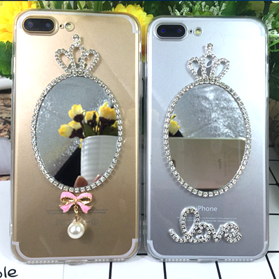 Etui iPhone 7 Plus Rhinestone Telefon Komórkowy Ochraniacz Wisząca Szyja Złoto Futerał Online