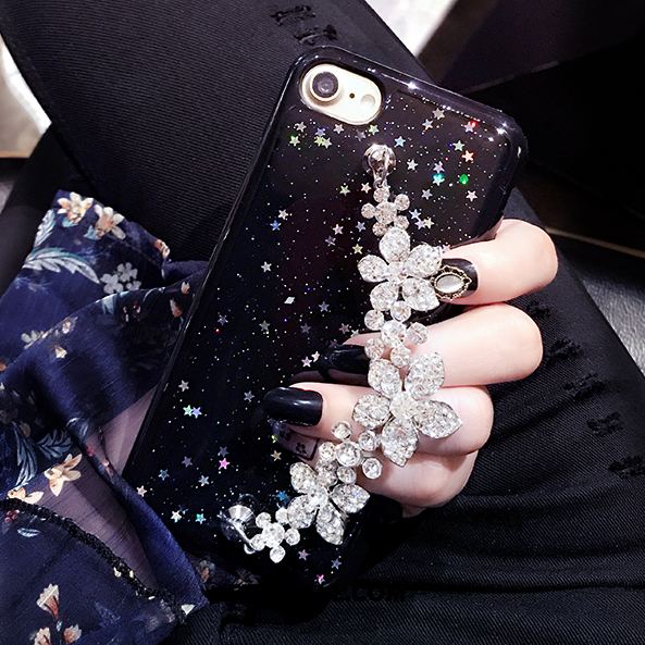 Etui iPhone 7 Rhinestone Czarny Telefon Komórkowy Miękki Bransoletki Pokrowce Tanie