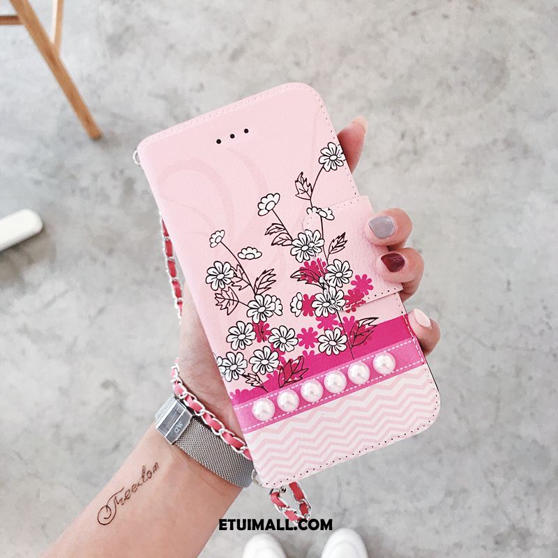Etui iPhone 8 Plus Karta Wspornik Skórzany Futerał Różowe Perła Pokrowce Tanie