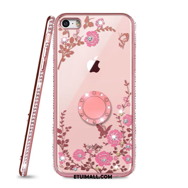 Etui iPhone Se Silikonowe Ochraniacz Rhinestone Różowe Wiszące Ozdoby Pokrowce Sprzedam