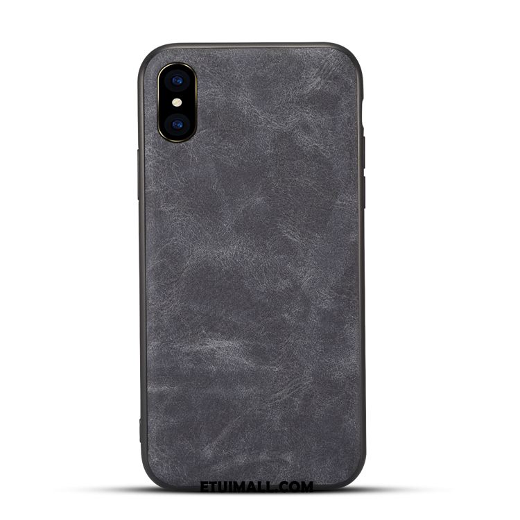 Etui iPhone X Vintage Tendencja Szary Biznes Skóra Obudowa Online