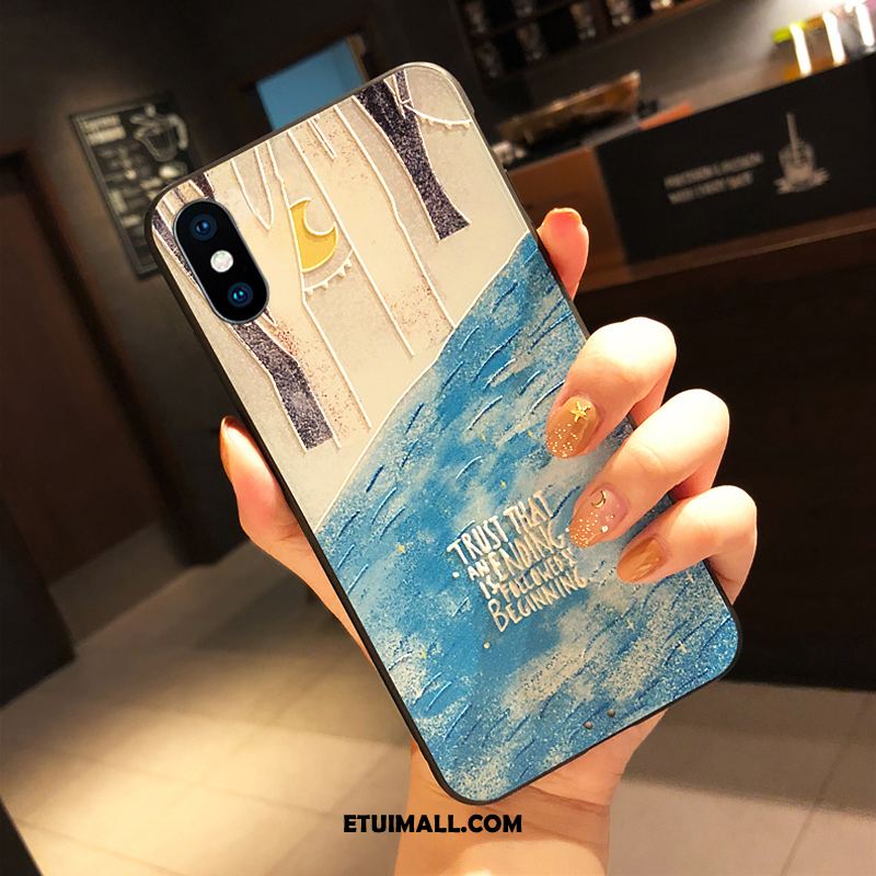 Etui iPhone Xs Kreatywne All Inclusive Anti-fall Niebieski Relief Futerał Online