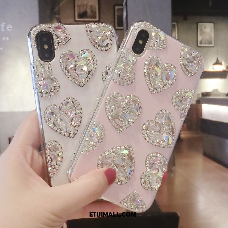 Etui iPhone Xs Różowe Rhinestone Miękki Telefon Komórkowy Silikonowe Pokrowce Kup