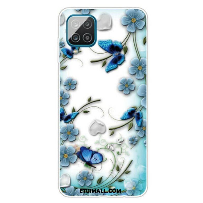 Futerały do Samsung Galaxy M12 / A12 Bezszwowe Retro Motyle I Kwiaty