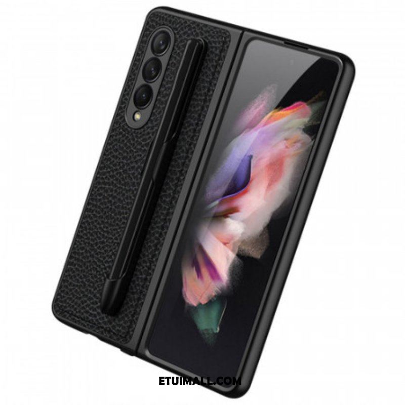 Futerały do Samsung Galaxy Z Fold 3 5G Skórzany Uchwyt Na Rysik Gkk Litchi