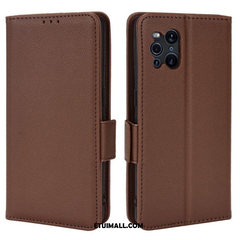 Skórzany Futerał do Oppo Find X3 Pro Etui Folio Flap Double Litchi Nowe Kolory